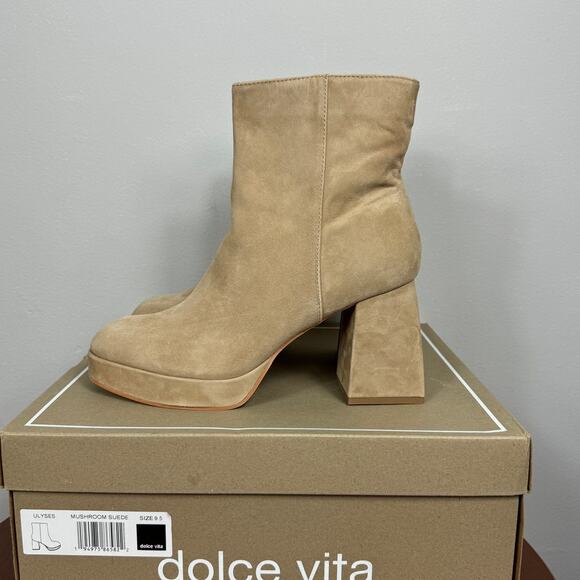 New Dolce Vita Ulyses Platform Bootie in Mushroom Suede Women's Size 9.5 - Picture 4 of 8
